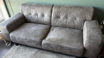 Bruine bank van leermix (ca 204 cm)