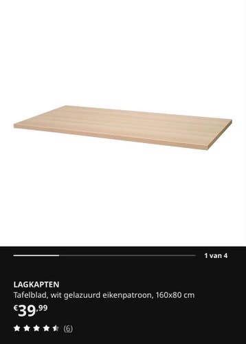 Nieuw IKEA LAGKAPTEN Tafelblad Houtlook 160x80 cm