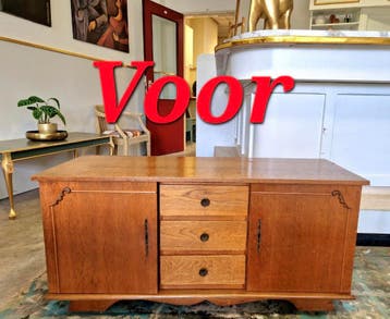 Echt unieke handbeschilderde dressoir in zwart