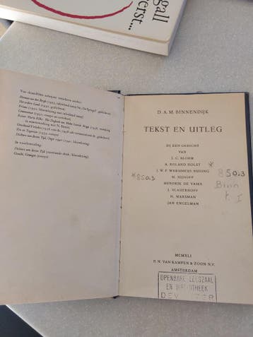 Binnendyk. Tekst en uitleg Dl 1 van gedichten, zie foto