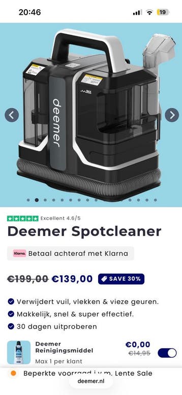 Deemer Spotcleaner - Slechts 1x gebruikt!