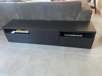 IKEA BESTA Tv-meubel, zwartbruin/Lappviken walnootpatroon