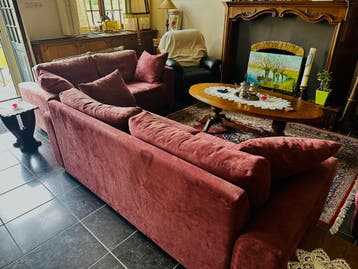 Comfortabele roze banken set - 2- en 3-zits