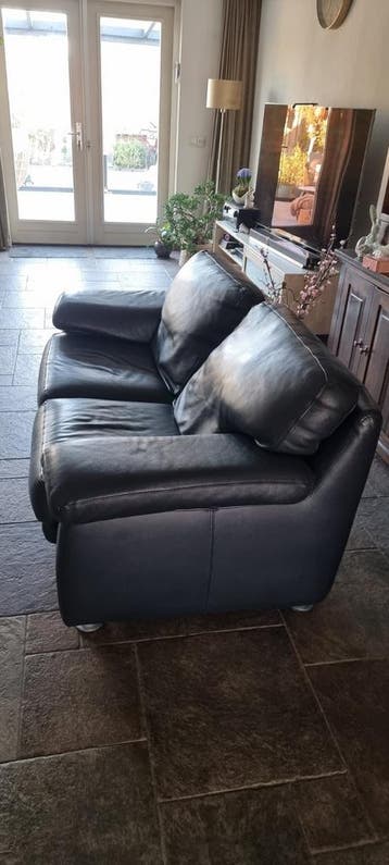 Leren bank zwart 180x100