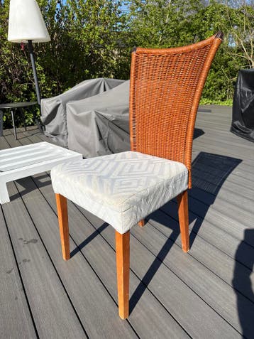 Rotan stoel met stoffen zitting (4 stuks)