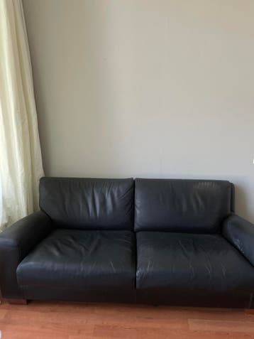 Bank gratis ophalen Nijmegen centrum - leren bank zwart