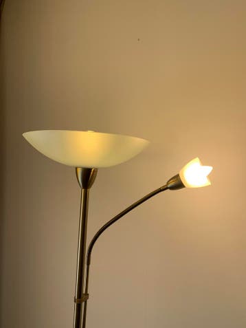 Messing vloerlamp met leeslam