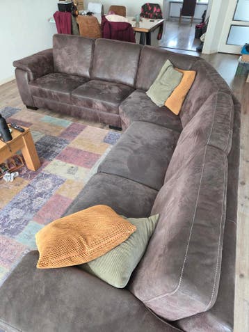 Bruine hoekbank 290x260 cm