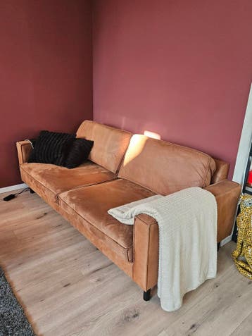 Comfortabele 2-zitsbank in bruin leerlook