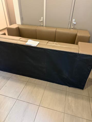 Zo goed als nieuwe taupe leren 3-zitsbank gratis