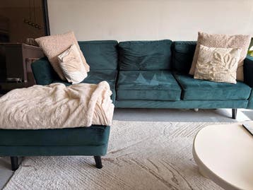 Smaragdgroene 3-zits bank - GRATIS