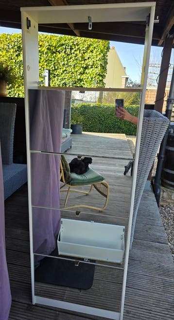 Schoenen spiegelkast met 5 lades (170x55x20 cm)