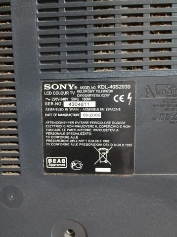 Tv Sony bravia kdl40s2030 (40inch)