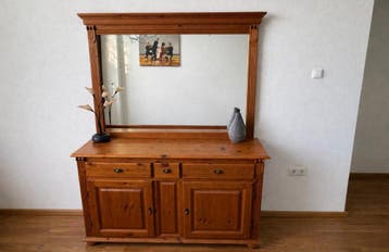 Teakhouten dressoirkast met spiegel