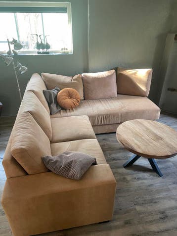 Kleine Hoekbank Eijerkamp 235x220 suede zonder grote schade