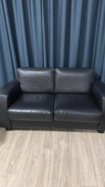 Zwarte leren bank 2 zitter