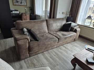 Comfortabele 3-zitsbank in taupe stof