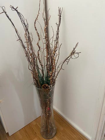 GRATIS Glazen vaas met decoratieve takken