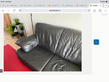 Bank in goede staat leer 1,55 meter breed