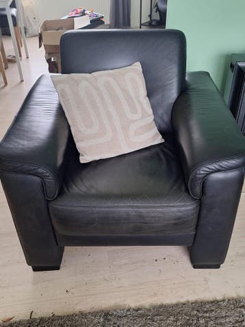 Zwarte leren fauteuil - Comfortabel en stijlvol