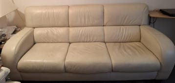 3 zits leren bank beige