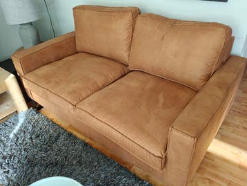 Set van 2 banken: 2-zits en 2,5-zits in bruin stof