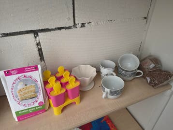 Kopjes, ijsmakers, lemon cake mix en lijnzaad gratis