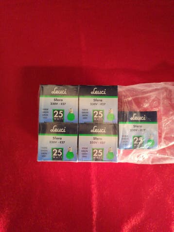 5x 25 Watt Leuci gloeilampen groen