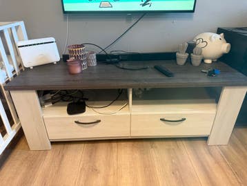 Moderne TV-kast met lades - Grijs/Wit Houtlook