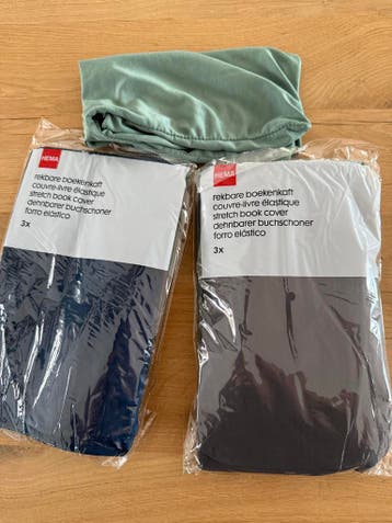 Nieuwe HEMA Boekenhoezen - Grijs, Groen, Blauw (3 stuks)