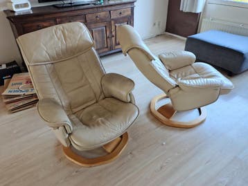 Fauteuils draaistoel leer crème wit