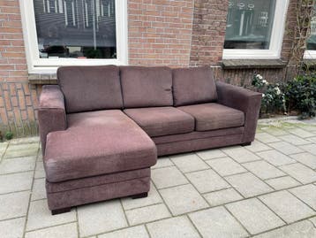 Bank chaise longue donkerbruin