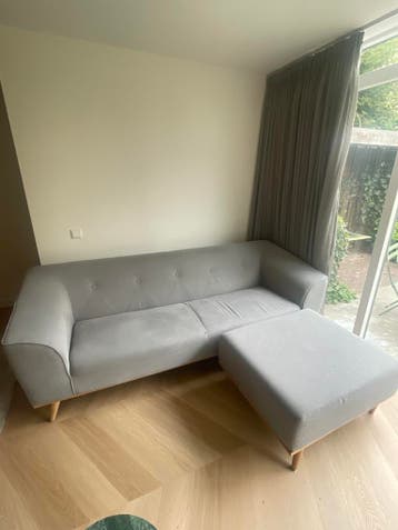 Vandaag gratis ophalen! 3-zits bank met hocker - Grijs