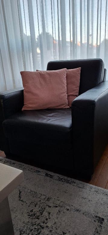 Leren zwarte fautuille