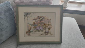 Lanarte borduurwerk in groene lijst