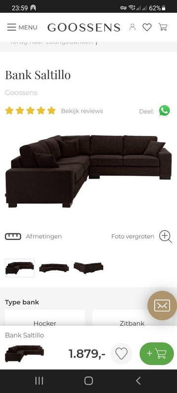 Hoekbank donkergrijs