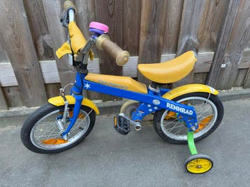 Kinderfiets met zijwieltjes - Blauw/Geel