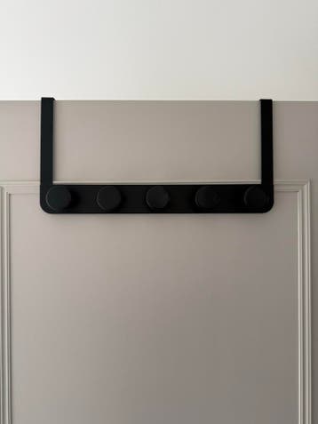 Zwarte kapstok voor over de deur met 5 haken