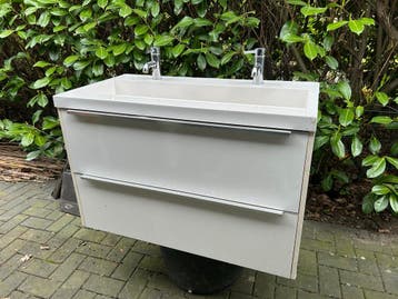 Wastafelmeubel met kranen en 2 laden - opknapper