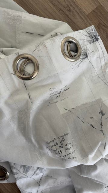 Lichte gordijnen met ringen, botanische print