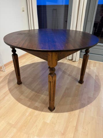 GRATIS - Ronde vintage eettafel - hout - diameter 110 cm