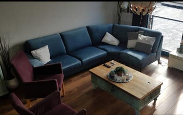 Gratis afhalen aqua blauwe hoekbank