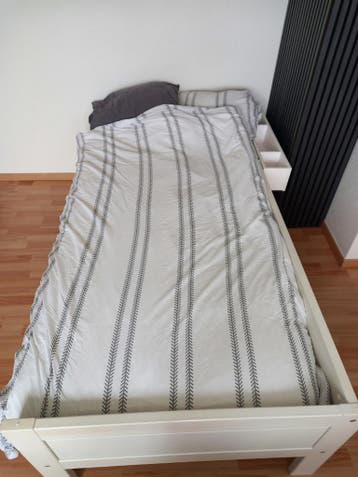 Half hoogslaper Lifetime  bed, wit, 90x200 + opbergvakken