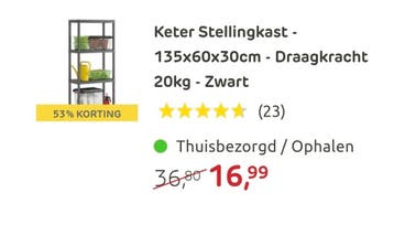 2x Keter Stellingkast Praxis - 135x60x30cm - Zwart