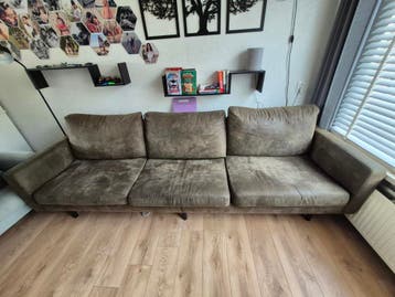 Bank Collin donkergroen nepsuede 280cm deelbaar