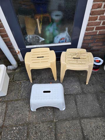 Set van 3 kunststof krukjes/opstapjes