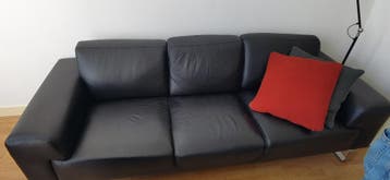 Gratis leren driezits bank zwart