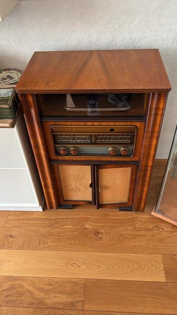 Vintage Platenspeler Kast met Radio - Jaren '50/'60