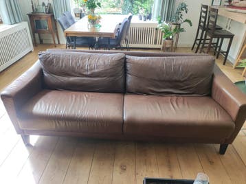 Bruin leren bank - gratis af te halen