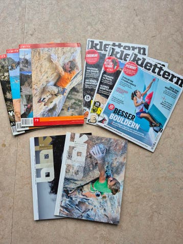 Diverse jaargangen klimtijdschriften. Klettern, BLOK, Limits